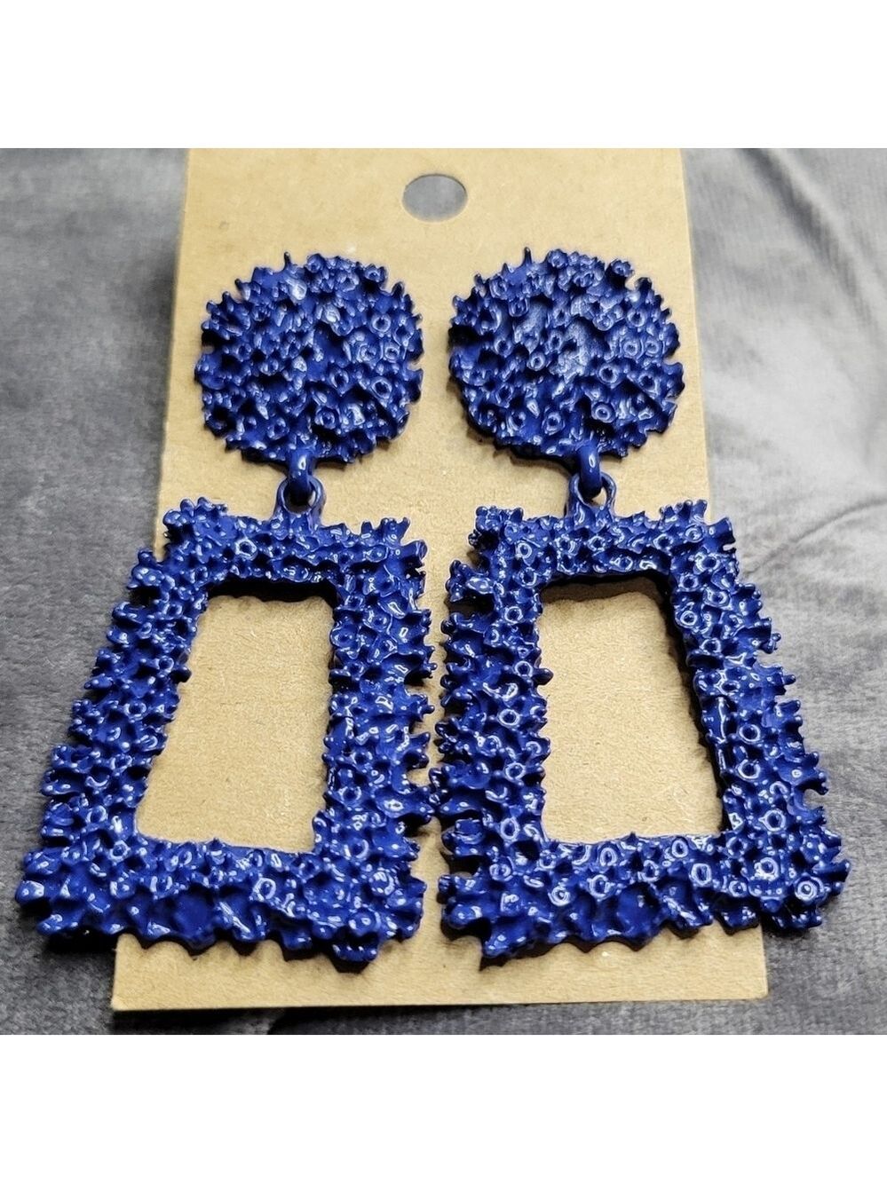 Blue Coral Textured Earrings - Picture 2 of 2
